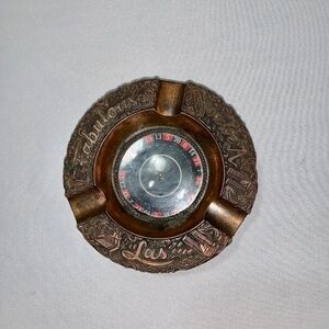 Vintage 1970’s Etched Copper Fabulous Las Vegas Roulette Ashtray - Works!  Japan